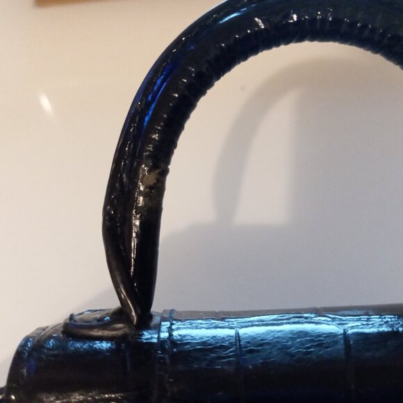 Balenciaga Mini Hourglass Black Croc Embossed Top Handle Crossbody Bag - Picture 8 of 12